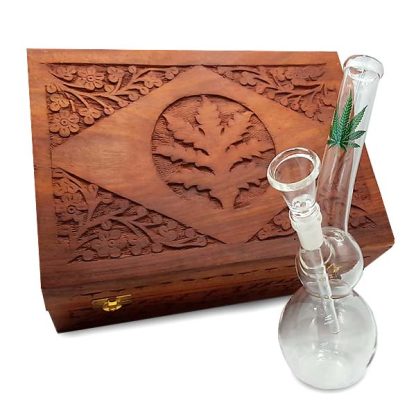 Bong Cristal en caja MADERA DELUXE 22 cm