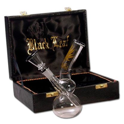 Bong Cristal Caja Black Leaf Hoja Oro